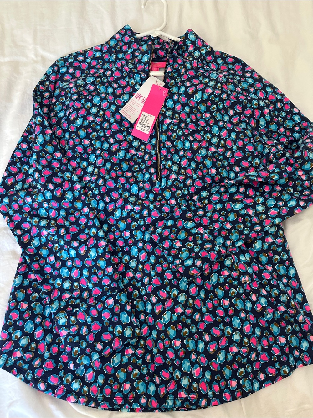 Women’s Lilly Pulitzer Skipper Popover in Low Tide Navy Spotted, NWT, Size L
